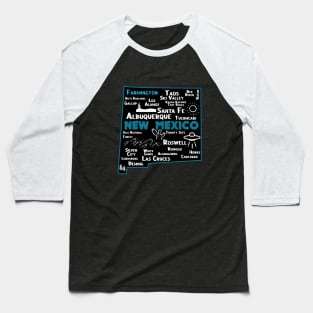 Cute map of Farmington New Mexico Albuquerque Map Santa Fe Los Alamos, Taos,Roswell Las Cruces Deming Carlsbad Silver City Baseball T-Shirt